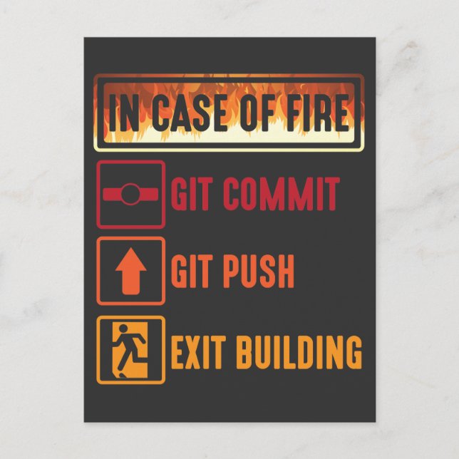 Case Of Fire git commit git push Coding Programmer Postcard (Front)