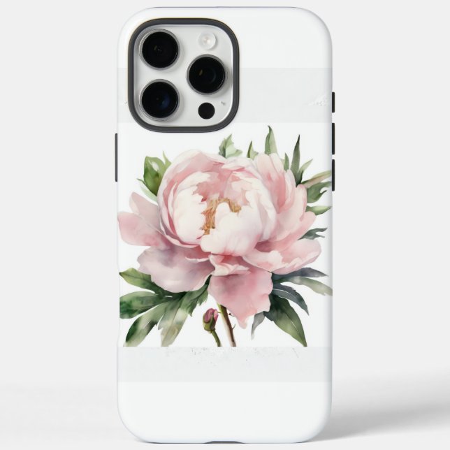Case with watercolor print of pink peony (Back)