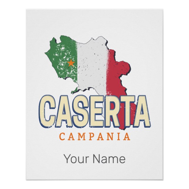 Caserta Italy Retro Campania Map Vintage Souvenir Poster (Front)