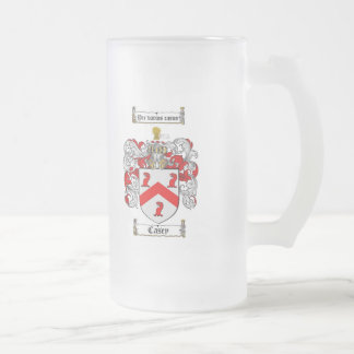 CASEY FAMILY CREST -  CASEY COAT OF ARMS FROSTED GLASS BEER MUG