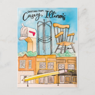 Casey, IL Postcard
