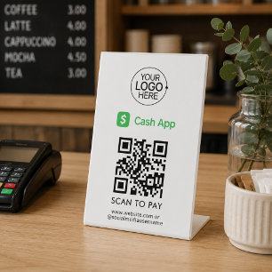 Cash App QR Code Contactless Payment Add Logo  Pedestal Sign