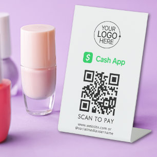 Cash App QR Code Contactless Payment Add Logo Pedestal Sign