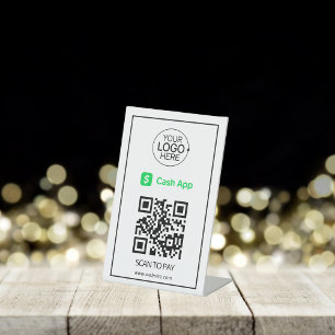 Cash App QR Code Payment Add Logo Contactless  Pedestal Sign