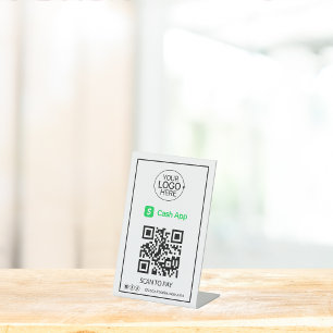 Cash App QR Code Payment Add Logo Social Media Pedestal Sign