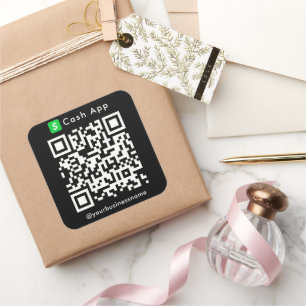 Cash App QR Code Payment Scan to Pay Black Square Sticker