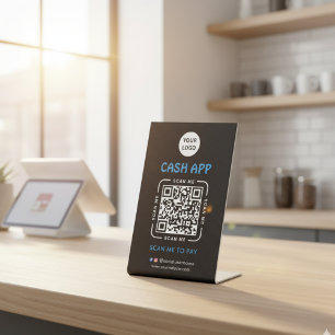 Cash app QR Code Payment Scan to Pay Business Logo Pedestal Sign