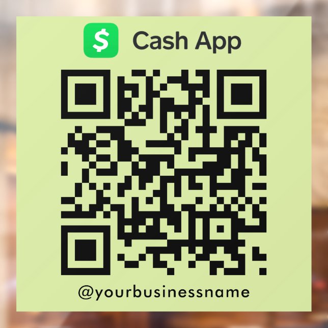 Cash App QR Code Payment Scan to Pay Lime Green Window Cling (Sheet 2)
