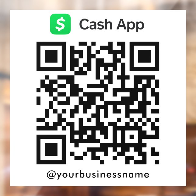 Cash App QR Code Payment Scan to Pay White Window Cling (Sheet 2)