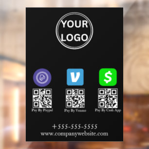 Cash App Venmo Paypal QR Code Scan to Pay Logo Window Cling