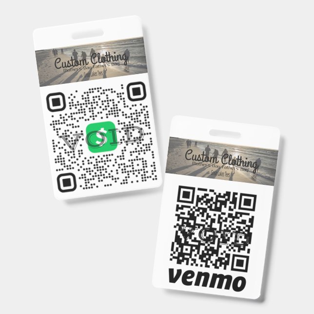 Cash App & Venmo QR Code Company Badge ID Badge (Front & Back)