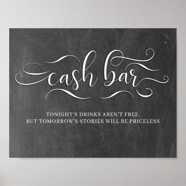 Cash Bar Wedding Reception Sign (Front)