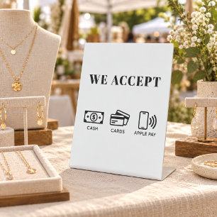 Cash cards apple pay payment method pedestal sign