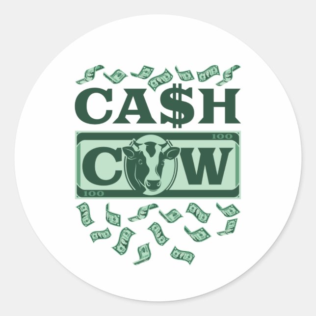 Cash Cow Classic Round Sticker (Front)