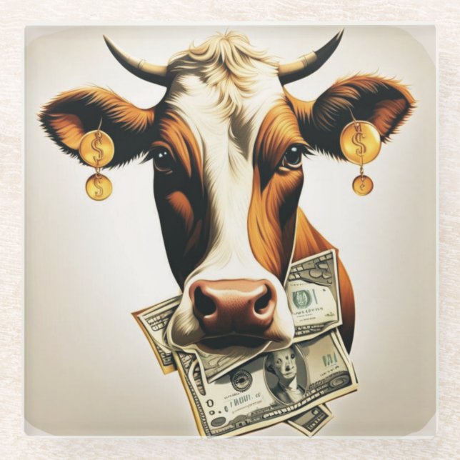 Cash Cow  Glass Coaster (Front)