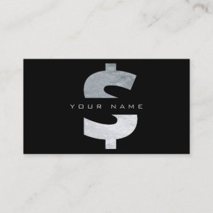 $ Cash Dollar Mark Silver Luxury Black Vip Business Card