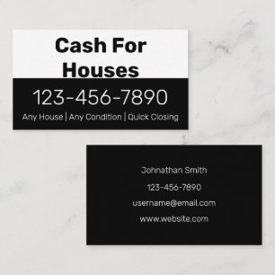 Cash For Houses Black White Phone Number Your Text Business Card