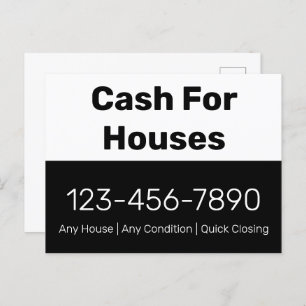 Cash For Houses Black White Phone Number Your Text Postcard