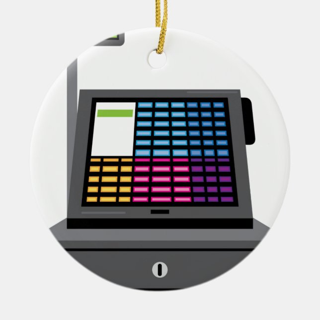 Cash Register Touch screen Ceramic Tree Decoration (Front)