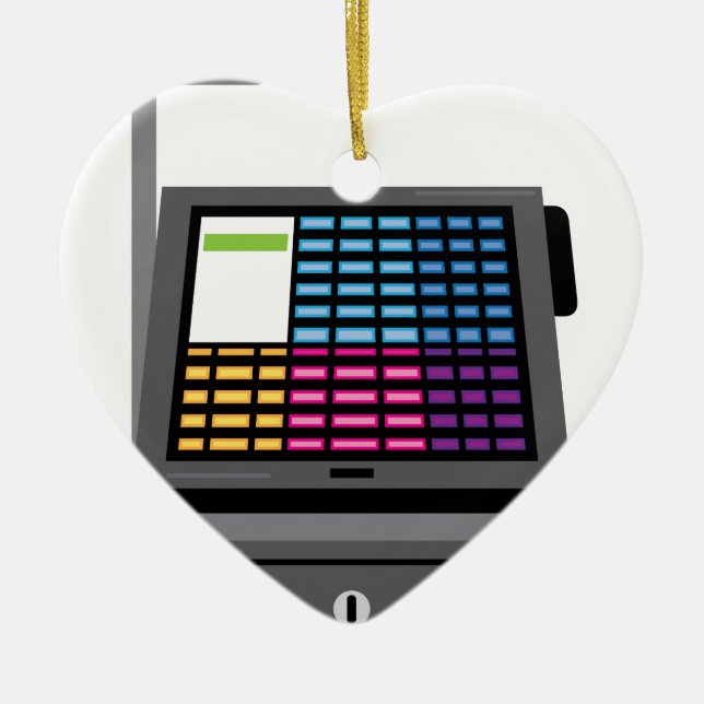 Cash Register Touch screen Ceramic Tree Decoration (Front)