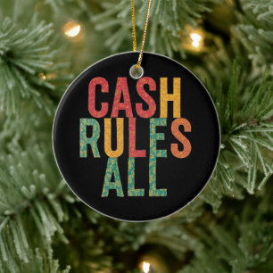 Cash Rules All Ceramic Tree Decoration