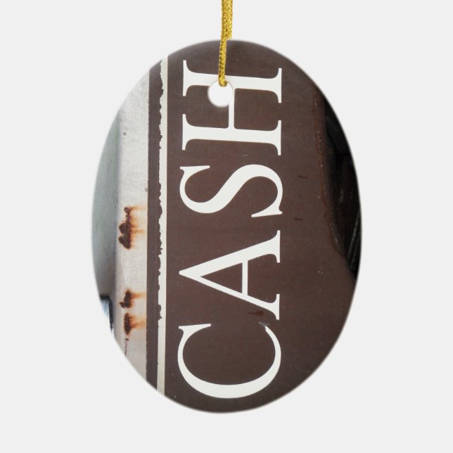 CASH Tow Truck Vintage Car Sign Ceramic Tree Decoration (Front)