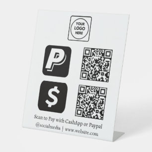 CashApp PayPal QR   Scan-to-Pay Custom Business  Pedestal Sign