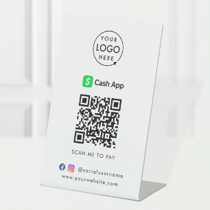 CashApp QR Code Payment   Scan to Pay Business Pedestal Sign