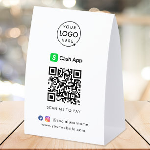 CashApp Table Tent Paper Sign   QR Code Payment