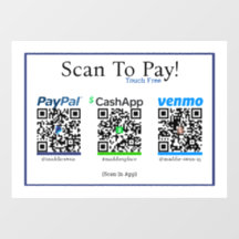 Cashapp Venmo & Paypal Sticker For Mobile Payments