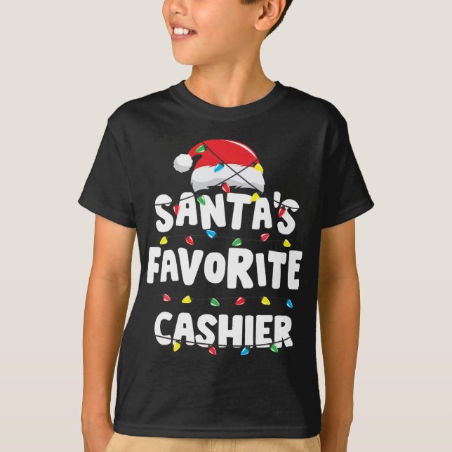 Cashier Christmas Santa's Favourite Funny Gift Xma T-Shirt (Front)