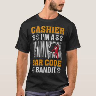 Cashier In A Barcode Bandit T-Shirt