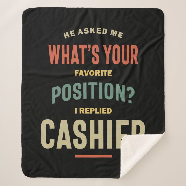 Cashier Job Title Gift Sherpa Blanket (Front)