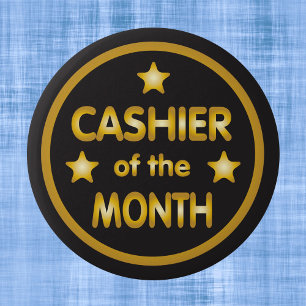 Cashier of the Month Gold 6 Cm Round Badge