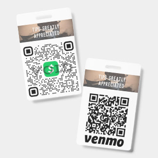 Cashless Tipping Personalised QR Code Badge ID Badge