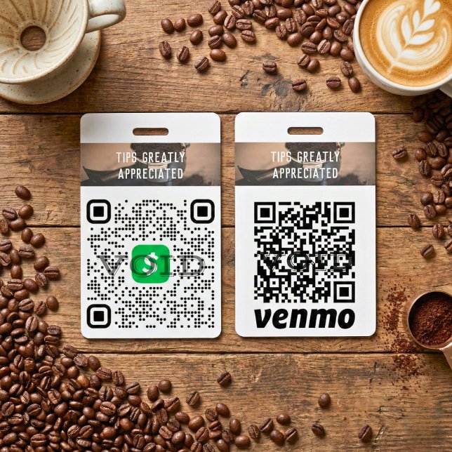 Cashless Tipping Personalised QR Code Badge ID Badge (Cashless Tipping Personalized QR Code Badge)