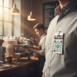 Cashless Tipping Personalised QR Code Badge ID Badge