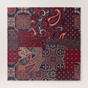 Cashmere Paisley Silk: Abstract Vintage Patchwork Jigsaw Puzzle