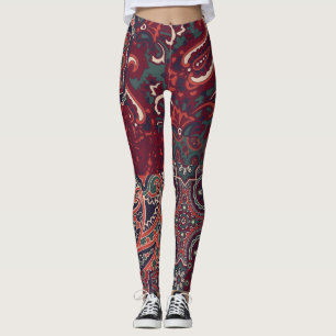 Cashmere Paisley Silk: Abstract Vintage Patchwork Leggings