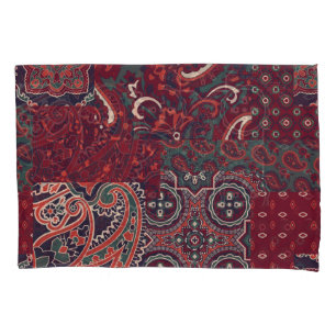 Cashmere Paisley Silk: Abstract Vintage Patchwork Pillowcase