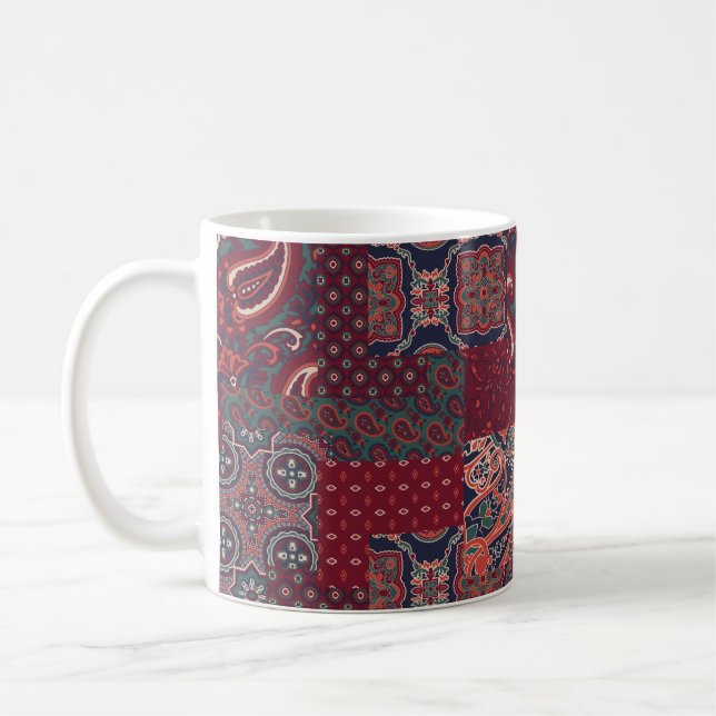cashmere paisley silk fabric patchwork abstract vi coffee mug (Left)