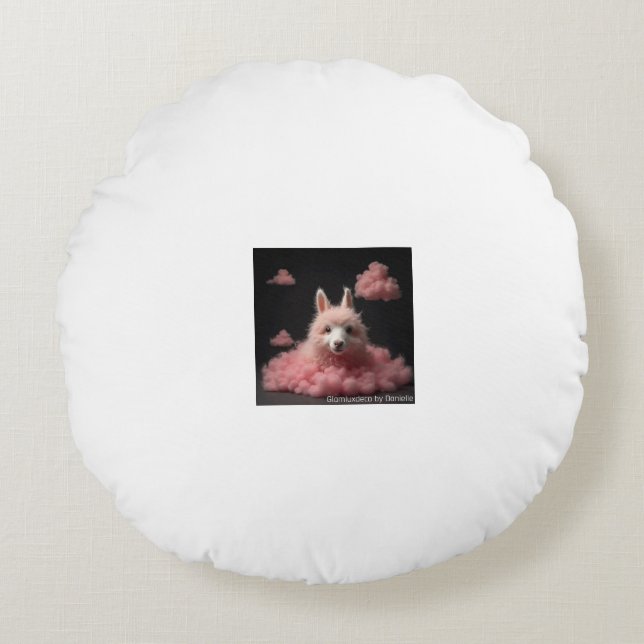 Cashmere Pink Dog Round Cushion (Front)