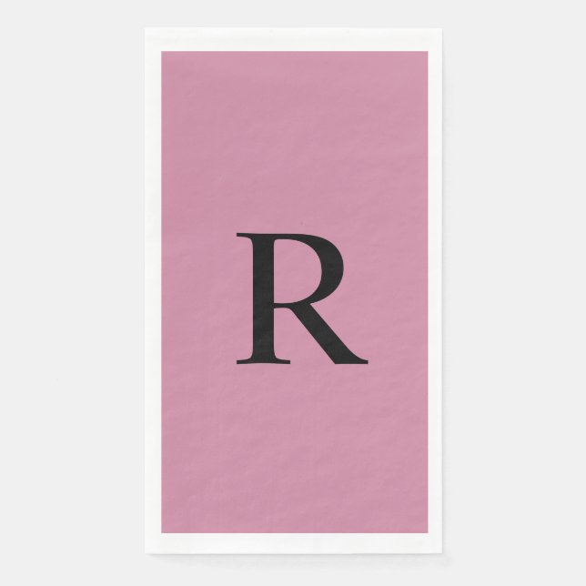 Cashmere Rose Pink Monogrammed Paper Guest Towel Napkin (Front)