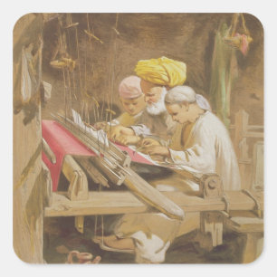 Cashmere Shawls: Weaving, 1863 (chromolitho) Square Sticker