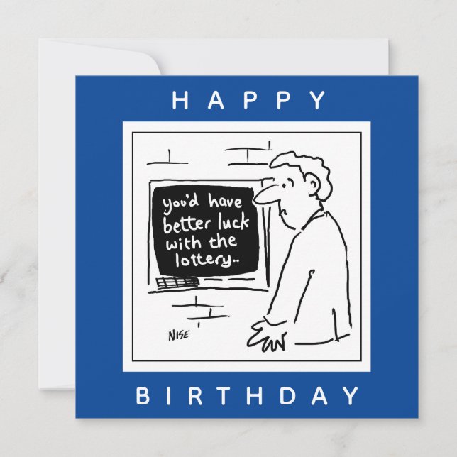 Cashpoint ATM and Customer at Bank Cartoon Card (Front)