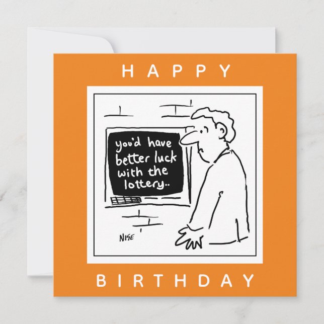 Cashpoint ATM and Customer at Bank Cartoon Card (Front)