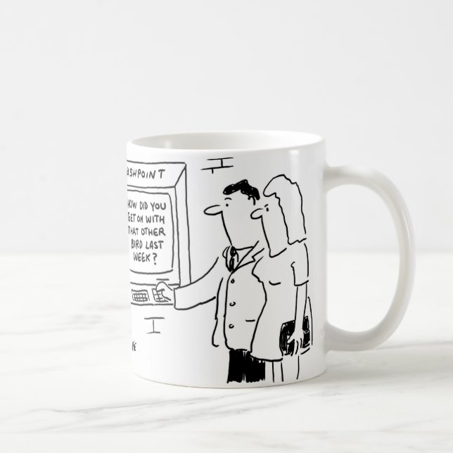 Cashpoint ATM shows cheeky message asking about a Coffee Mug (Right)