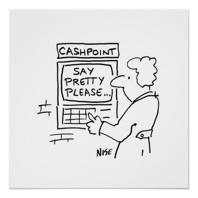 Cashpoint ATM shows message asking user to say Ple Poster (Front)