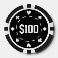 Casino, $100, Poker Chips, Black/White