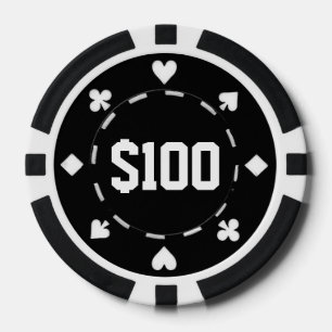 Casino, $100, Poker Chips, Black/White Chips
